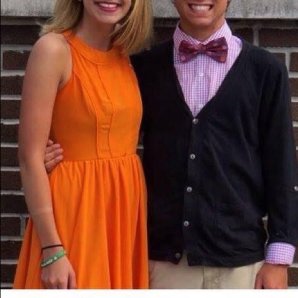 Orange short cocktail dress
